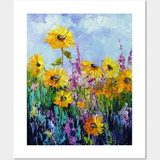 Decorative sunflowers Posters and Art